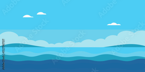 Peaceful Calm Sea Animation Cartoon Video Background Vector Scene