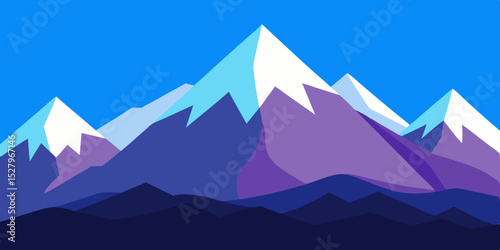 Scenic Distant Mountains Animation Cartoon Video Background Vector Design