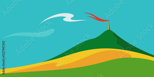Scenic Windy Hill Animation Cartoon Video Background Vector Illustration