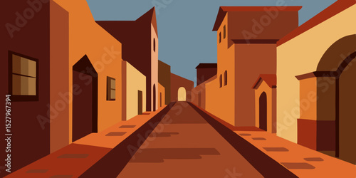 Quaint Old Town Alley Animation Cartoon Video Background Vector Scene