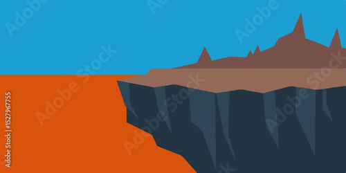 A steep coastal rocky cliff edge cartoon video background scene vector illustration