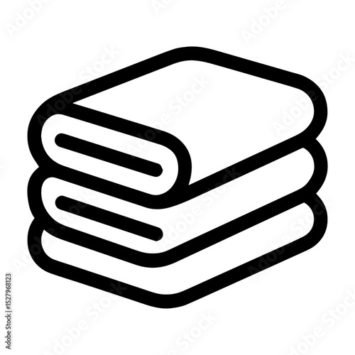 Folded towels icon for bathroom or spa linen organization with transparent background
