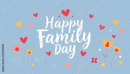 Happy family day calligraphy greeting card Square vector illustration with hand-drawn lettering, ideal for cards, posters, banners, design, background