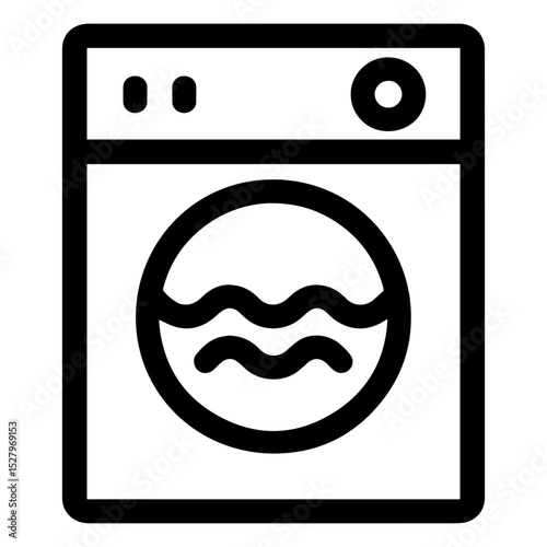 Washing machine appliance icon for laundry and cleaning with transparent background
