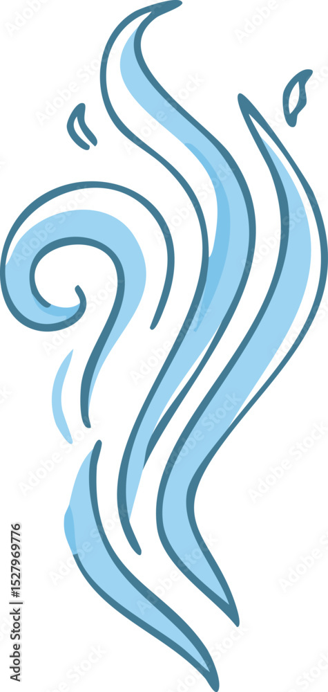 Naklejka premium Smoke icon. Doodle smell steam line vector. Color line smoke, scent, hot air. Crayon smell or wind steam logo. Hand drawn illustration.brush, chalk, colours, doodle, fire, graphic, heat, outline, 