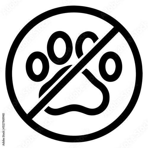 No pets allowed sign icon for restricted animal access with transparent background
