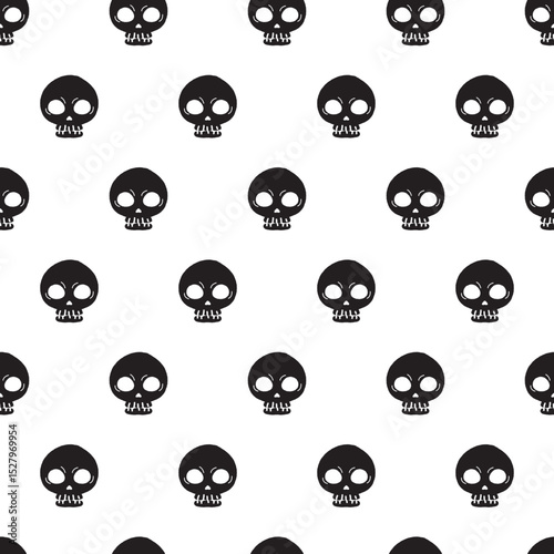 Cute Whimsical Skull Creeps Cartoon Vector Pattern can be use for background and apparel design