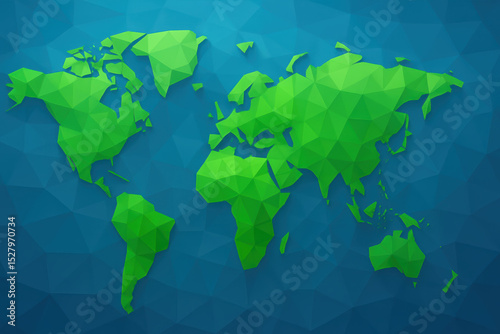 A stylized polygonal world map highlights global connectivity and geographic diversity symbolizing international business and strategy