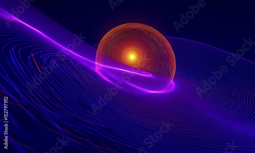 Purple Planet with Ring: Futuristic Space Abstract