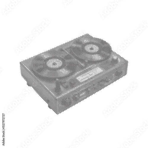 Old audio recorder retro in retro halftone grunge style on isolated white background in vector	