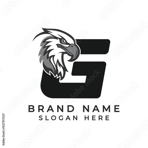 Letter G Logo Concept with Eagle face. Alphabet G Falcon Icon