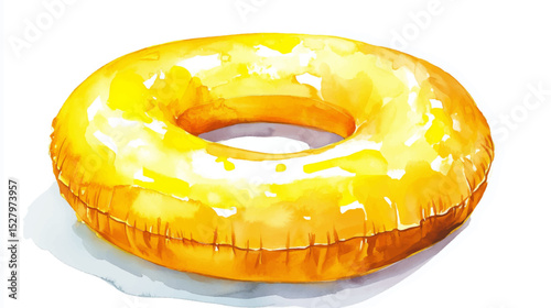 Vector illustration, watercolor yellow circle for floating in the pool, on white background