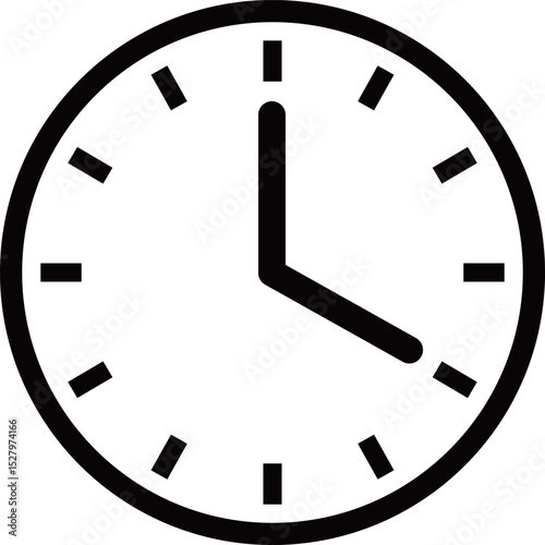 4時の掛け時計アイコン　モノトーン