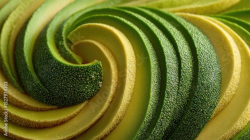 Sliced avocados arranged in a perfect spiral