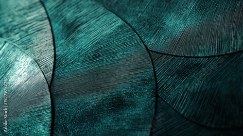 Elegant abstract teal pattern featuring layered textures and subtle line details
