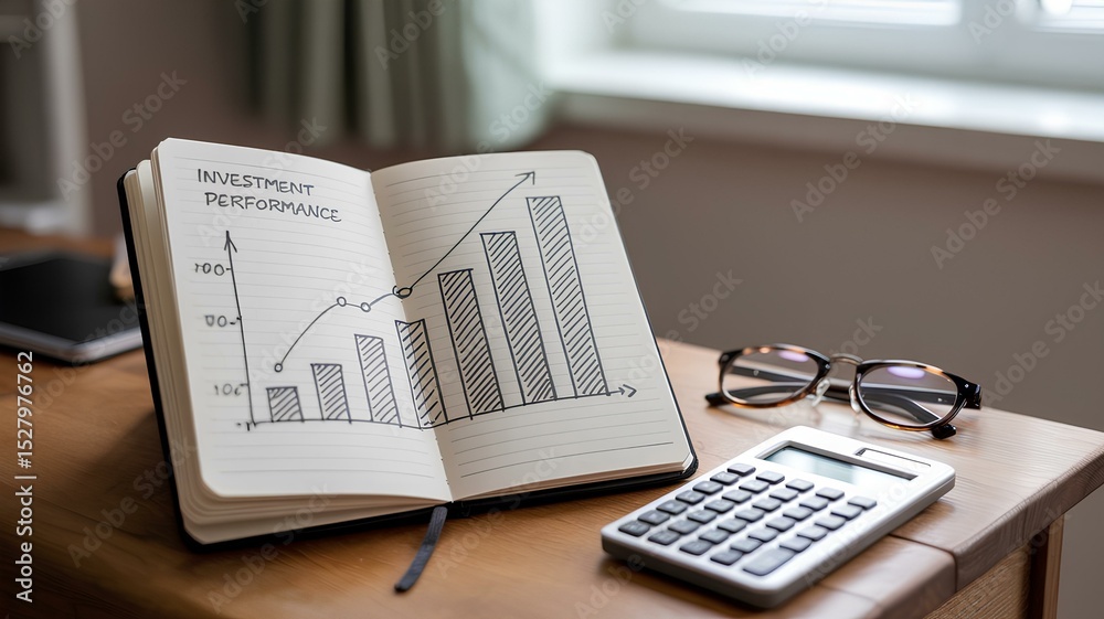 Obraz premium Visualizing Investment Diversification with an Upward Graph of Investment Performance