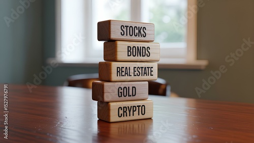 Investment portfolio diversification with stocks bonds real estate gold and crypto
