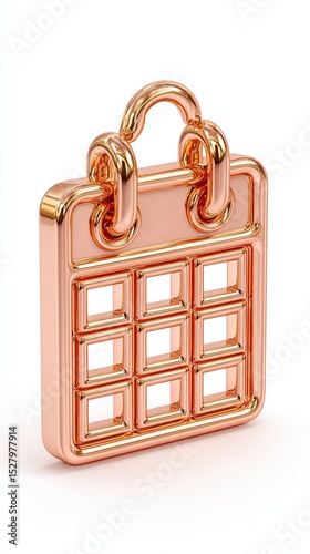 Shiny Copper Calendar Icon with Grid Design for Digital Use