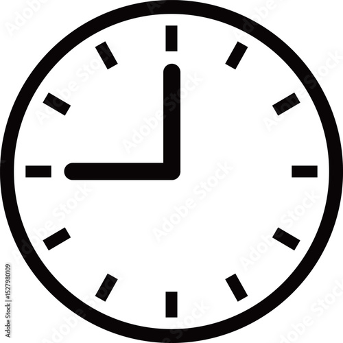 9時の掛け時計アイコン　モノトーン