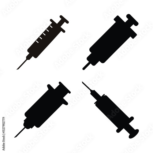 Set of Syringe icon silhouette vector illustration



