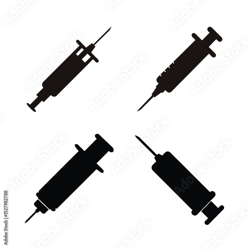 Set of Syringe icon silhouette vector illustration



