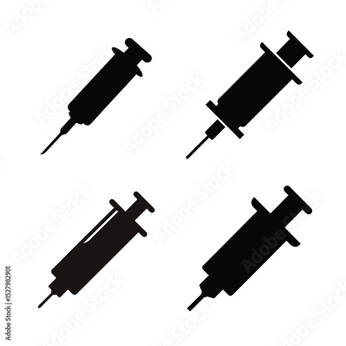 Set of Syringe icon silhouette vector illustration



