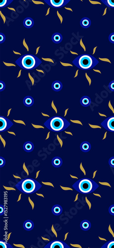 Seamless Evil Eye Pattern Wallpaper. Mystical Protective Symbol for Smartphone Background. Vector Illustration