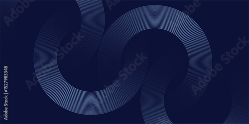 Abstract blue glowing geometric lines on dark blue background. Modern shiny blue circle lines pattern. Futuristic technology concept. modern