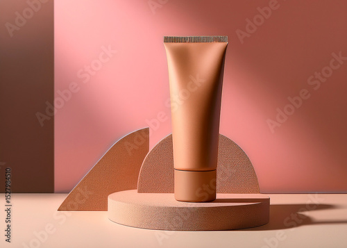 Mockup, modelo, frasco, embalagem em tons terrosos para cremes, cosmético produtos de beleza com embalagens de papelão para personalizar a marca de um produto, logomarca, logotipo, arte para moodboard photo