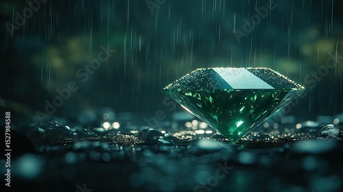 Emerald gem in the rain.
