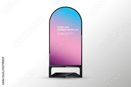 The special shape of Technology LED screen mock up on white background. A half circle LED screen mock up used in advertising space vector