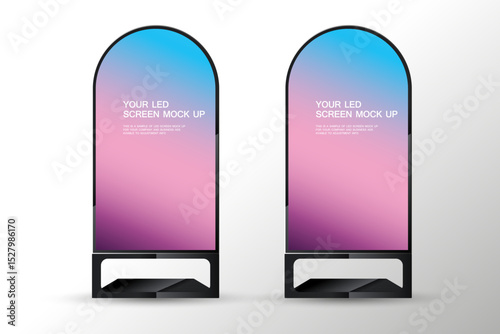 Set of two special shapes in Technology LED screen mock up on white background. A half circle LED screen mock up used in advertising space vector