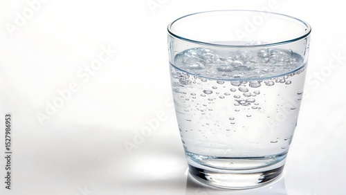 Refreshing Sparkling Water in Glass on White Background
