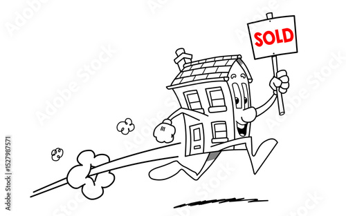 Property Successfully Sold With Sketch Red Sold Text Overlay