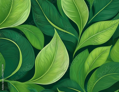 seamless leaf pattern green organic shapes background eco design nature theme concept botanical fresh pattern