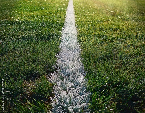 a field of grass with a white line on it