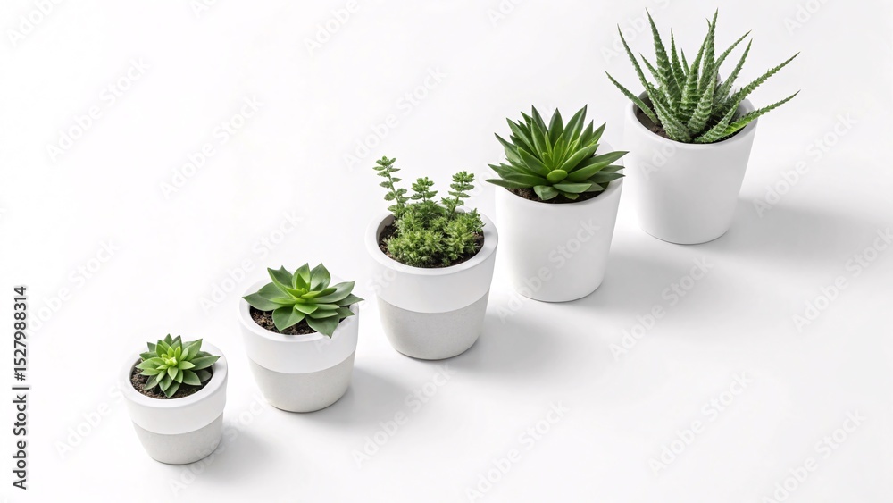 Modern White Potted Succulent Plants in Minimalist Style Indoor Desk Décor for Office, Home, or Apartment Green Spaces Modern White Potted Succulent Plants in Minimalist Style Indoor Desk Décor for Office, Home, or Apartment Green Spaces