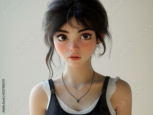 Cute girl, octane render, with a flat background