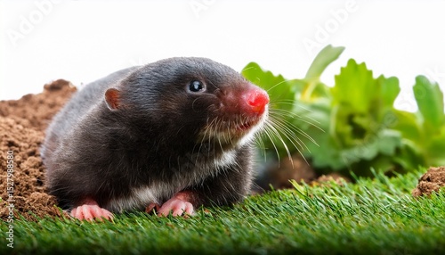 european mole close up in the garden