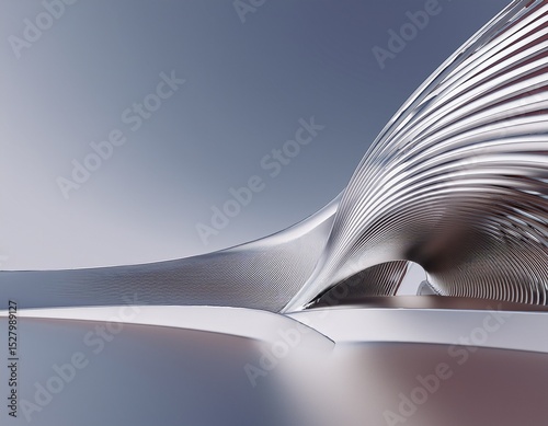 abstract minimal architecture background geometric architectural with chrome or metallic curve design car presentation