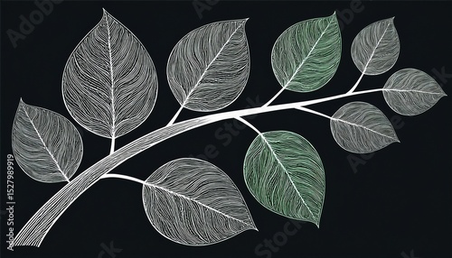 branch with leaves with texture veins and cells