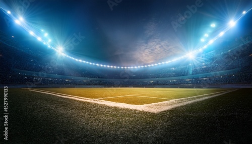 sports stadium tribunes illuminated by floodlights