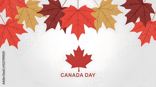 1st of july, Canada day banner design of maple leaves on white background with copy space, Canadian patriotic banner, flyer, header for website, template, created with generative ai