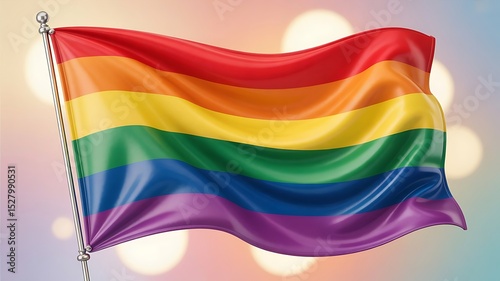 Happy Pride month poster 2025. LGBT, Gay rights. Pride month landing web, banner page template for LGBT rights or social issues event. LGBT Symbols with vector pride flag, created with generative ai