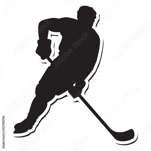 Graphic illustration of a hockey player silhouette