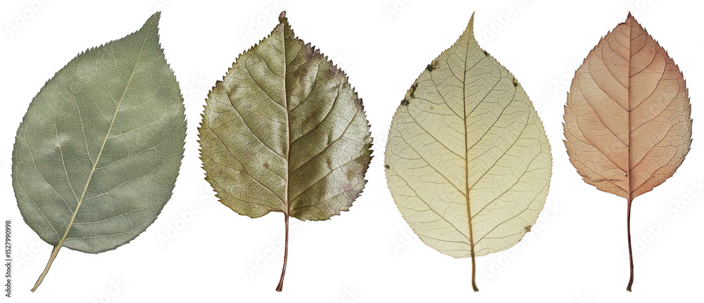 Obraz premium PNG Diverse autumn leaves collection, element set on transparent background
