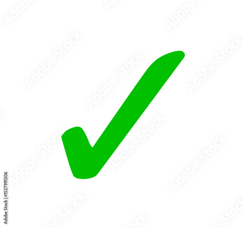 Green Check Mark Sketch Design to Show Affirmation Decision