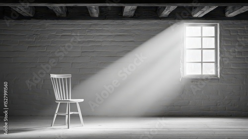 Serene Quiet Room Illuminated by a Single Beam of Light