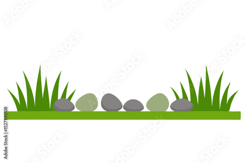 Simple cartoon stones and grass border