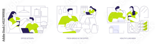 Lunchtime at work isolated cartoon vector illustrations se
